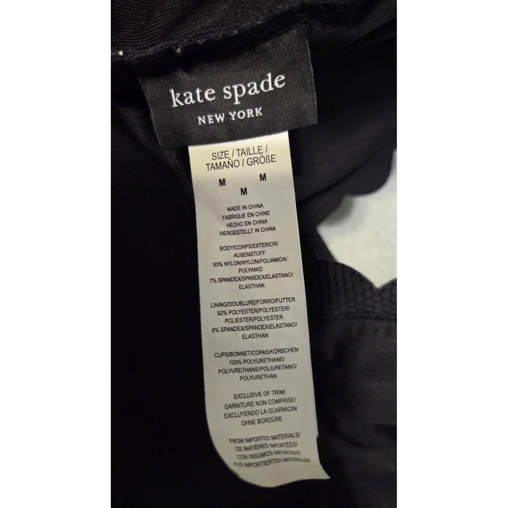 Kate Spade One Piece Swimsuit Med. Black Scalloped Plunge Textured Resort Beach